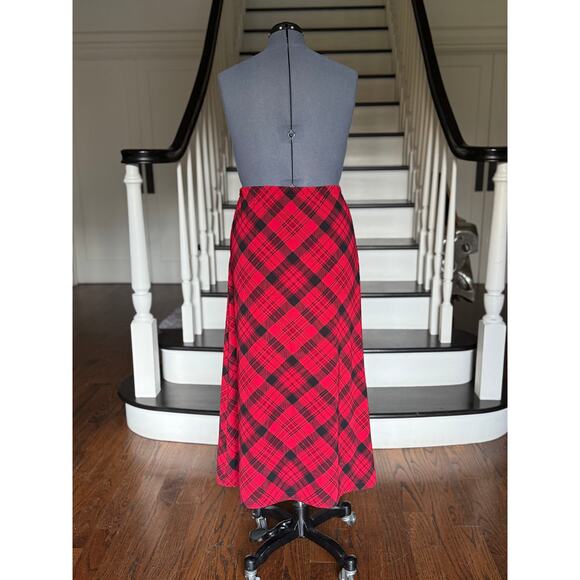 Coldwater Creek Maxi Red Plaid Tartan Skirt Christmas Holiday Party Winter 90s - Picture 7 of 12